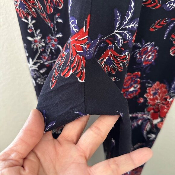 Anthropologie Maeve Espoir Jumpsuit V Neck Floral Bird Print 3/4 Bell Sleeve Mul - Picture 11 of 15